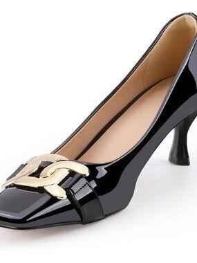 Women's Closed Heel Pumps Fashion Metal Slip On Stiletto Wedding Party